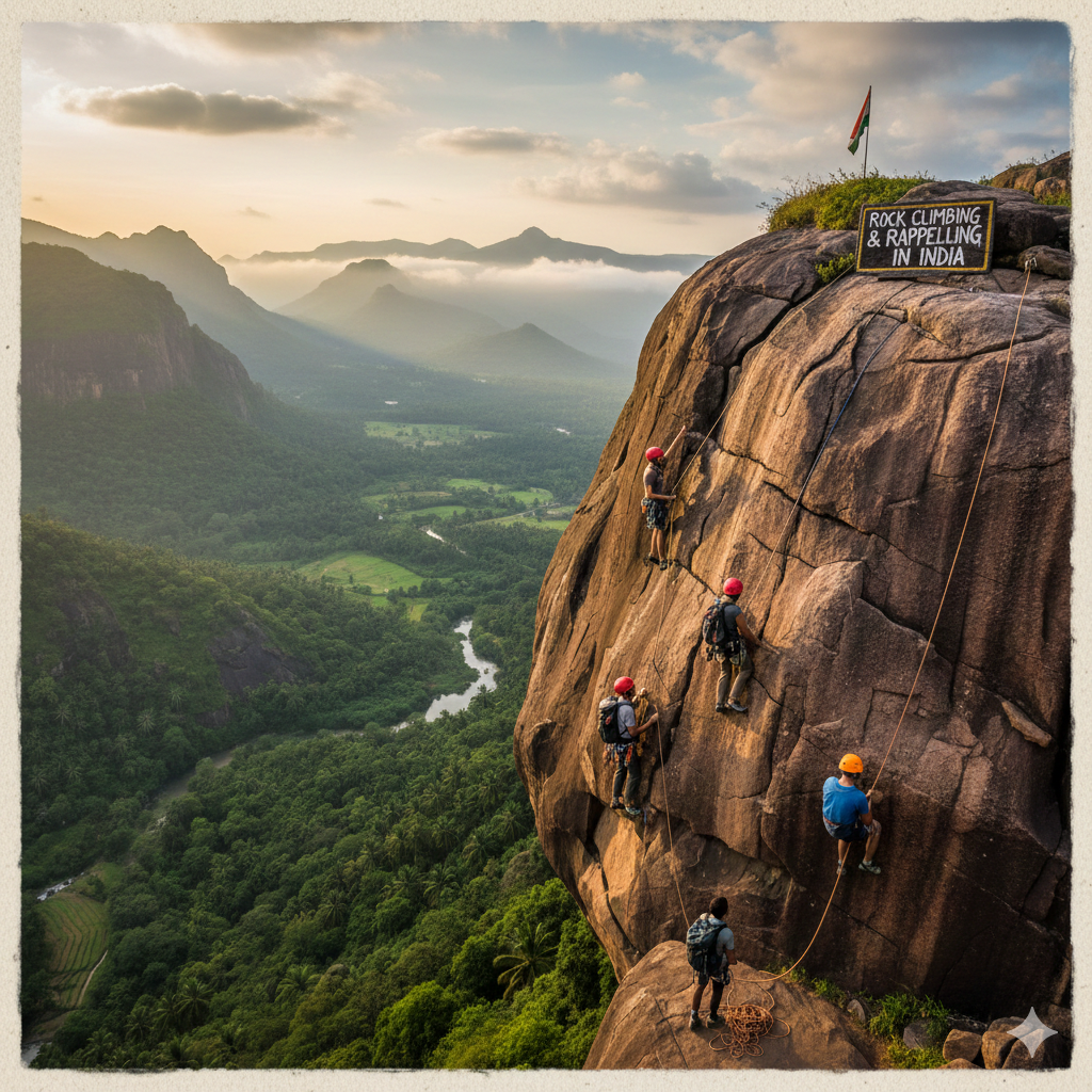 Rock climbing and rappelling adventure activities in India